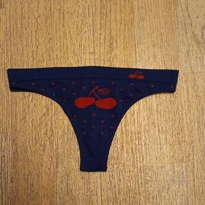 NAVY BLUE AND RED CHERRY THONG